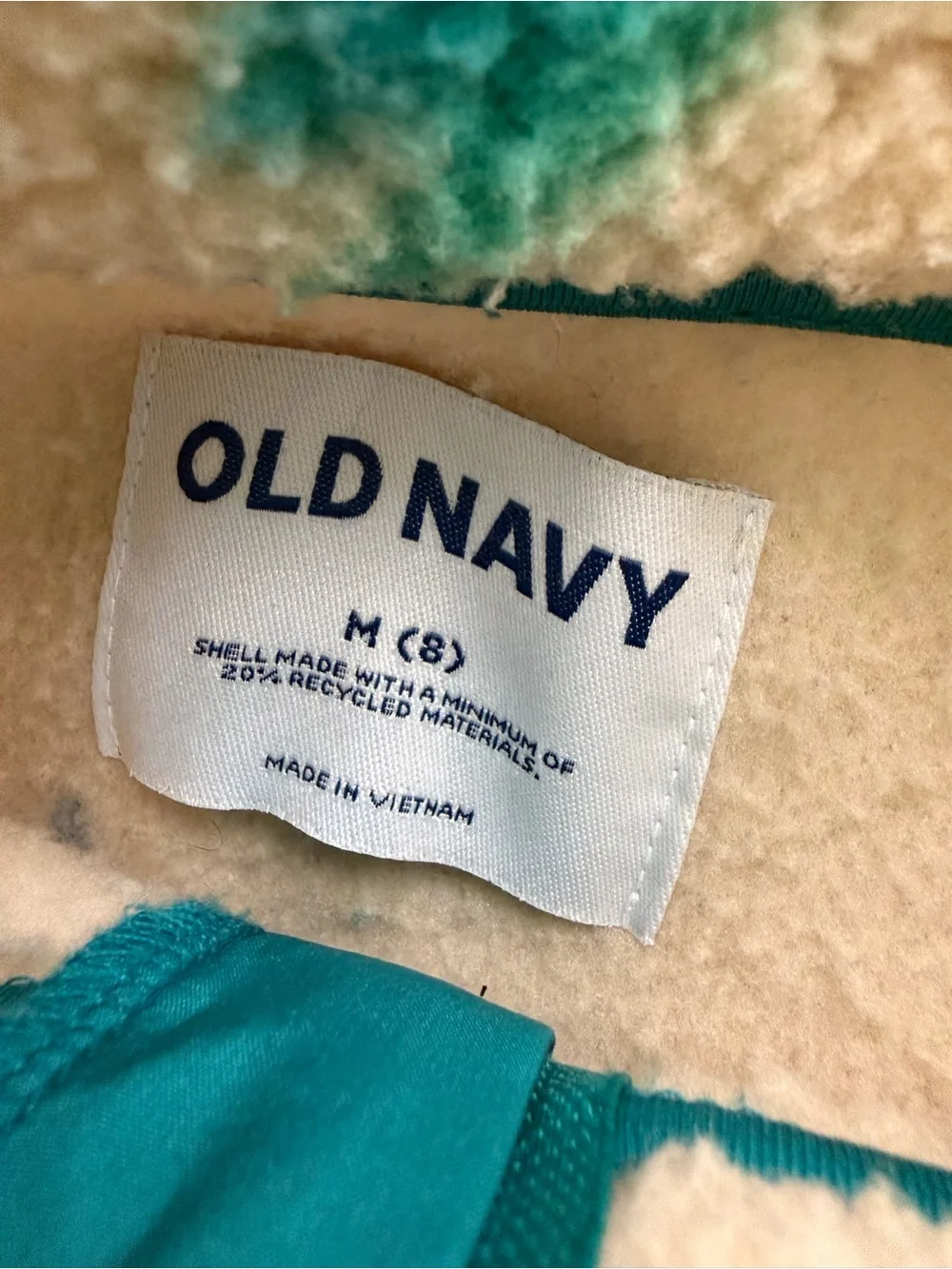 Old Navy Cream Sherpa Jacket with Blue Teal Lightning - Kids
